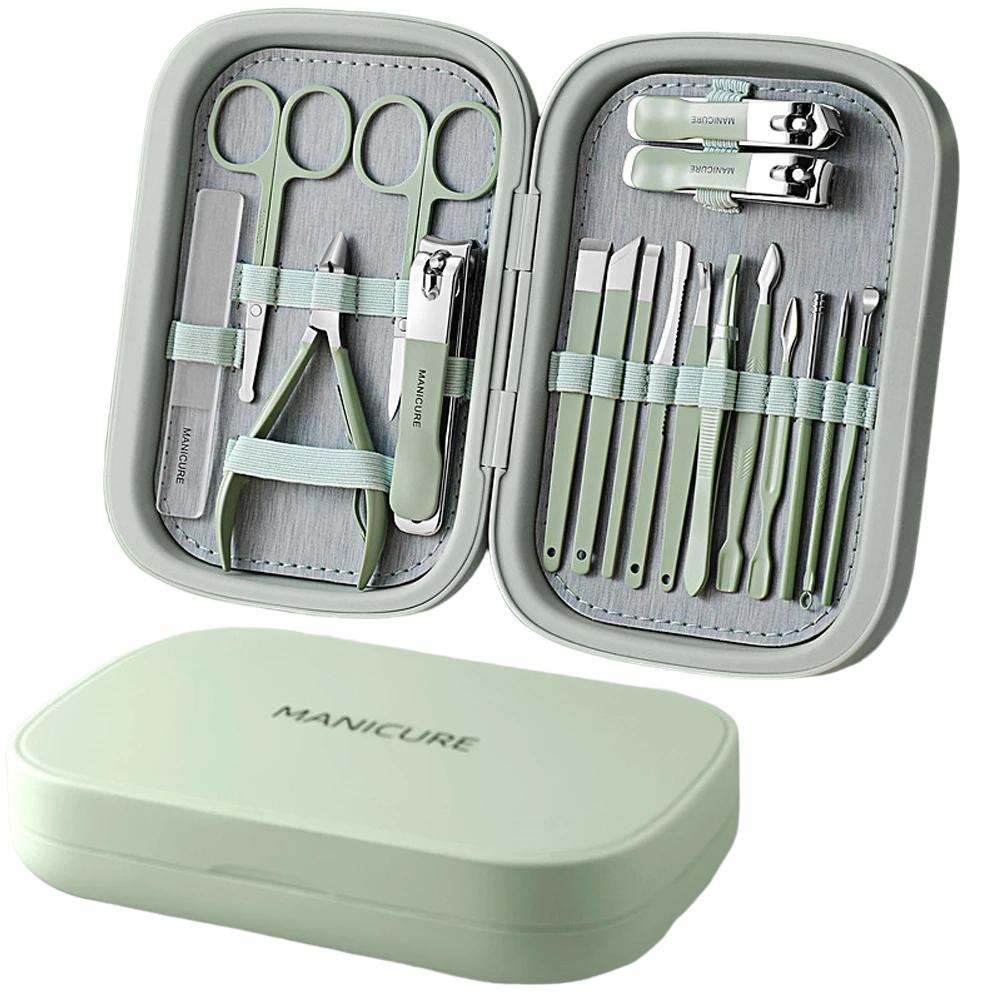 18-in-1 Edelstahl Nagelset für perfekte Nagelpflege – Kompaktes Reise-Set mit ergonomischen Werkzeugen für Maniküre und Pediküre