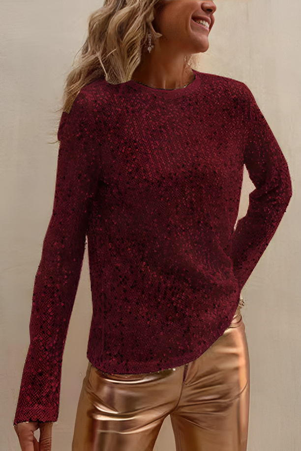 Damen Schichtbluse mit glamourösem Pailletten-Look – Carlotta