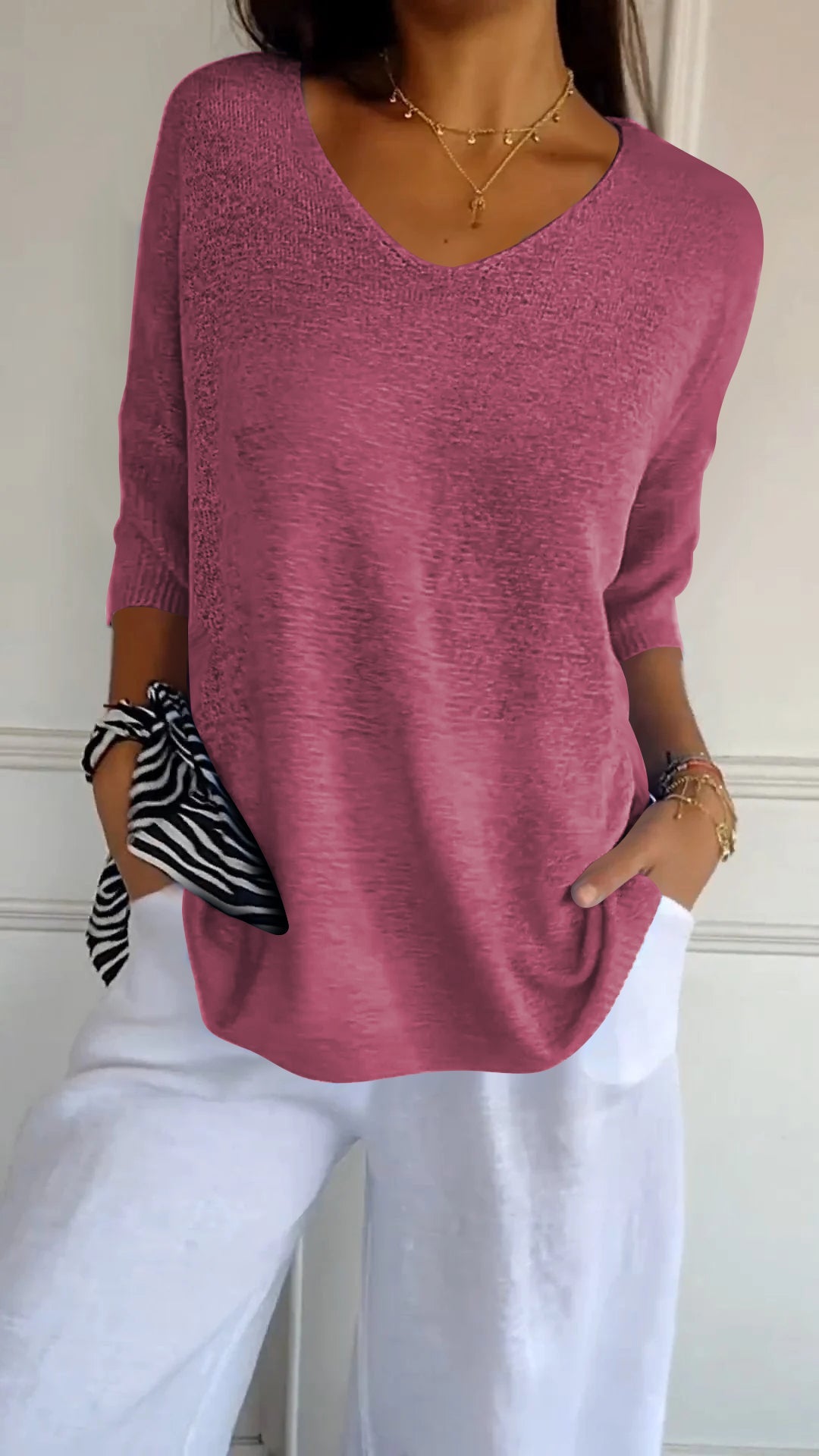 Damen V-Ausschnitt Top mit zeitlosem Design