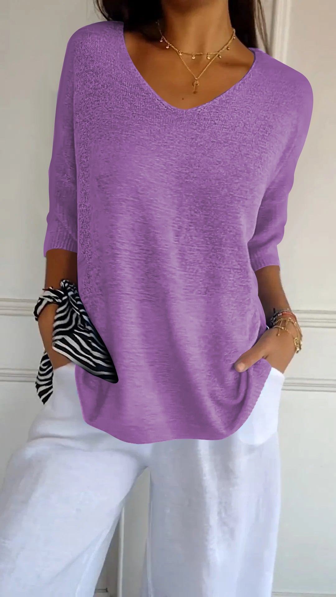 Damen V-Ausschnitt Top mit zeitlosem Design