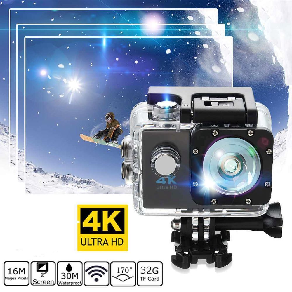 4K-Ultra-HD-Actionkamera mit WLAN und wasserdichtem Gehäuse – kompakt, ideal für Abenteuer- und Sportfotografie