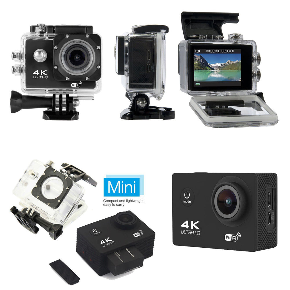 4K-Ultra-HD-Actionkamera mit WLAN und wasserdichtem Gehäuse – kompakt, ideal für Abenteuer- und Sportfotografie