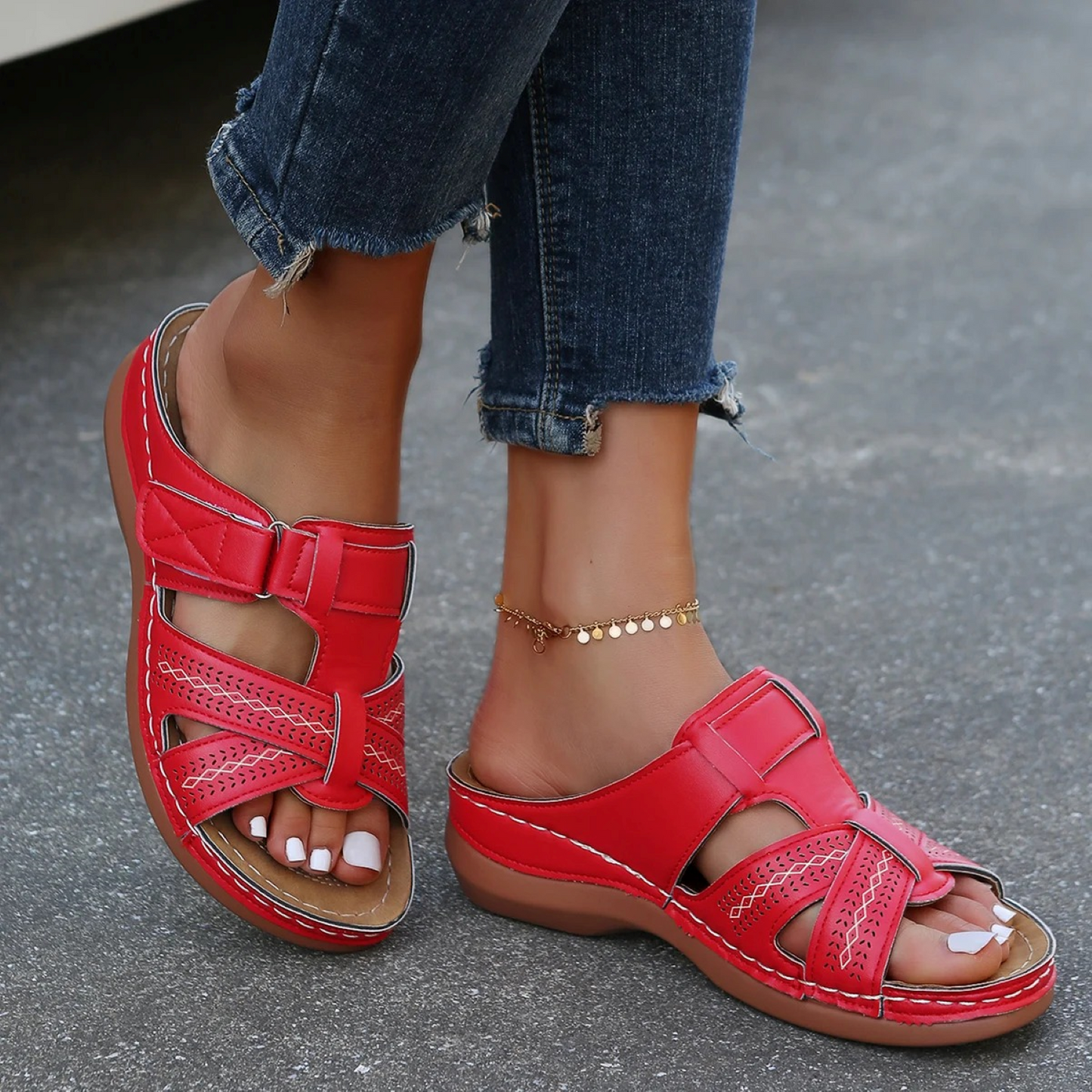 Women's PU leather sandals – Open toe for summer comfort