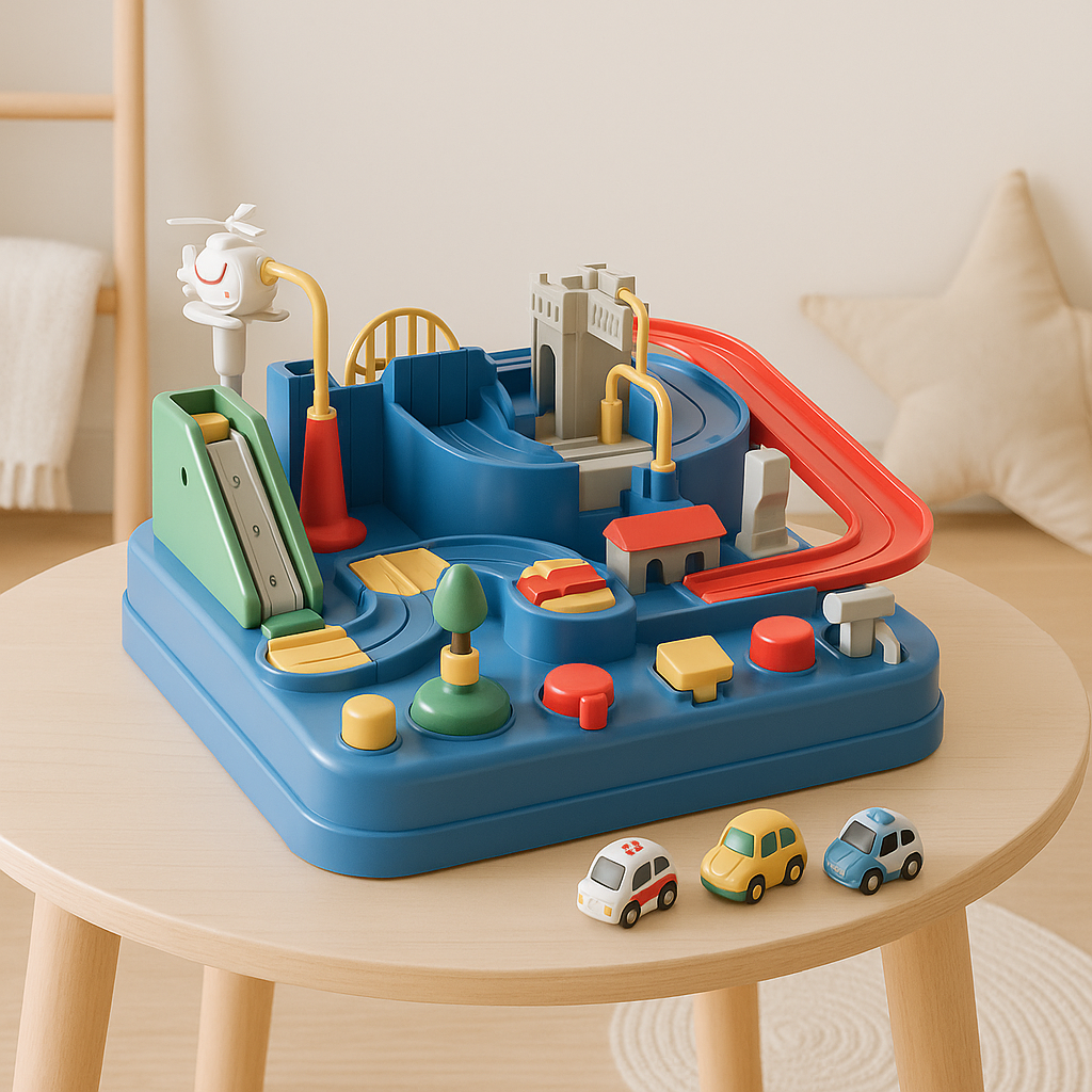 Abenteuerliches Spielzeugauto für Kinder – Fördert Kognitive Fähigkeiten, Räumliches Denken, 4-teilig, Umweltfreundlich