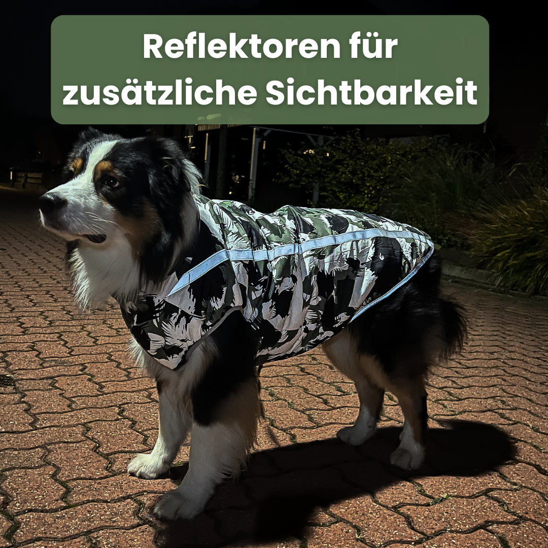 Active+ Thermo Hundemantel Schwarz – Wasserabweisend, Reflektierend, Mit Bauchschutz für Kälte und Nässe