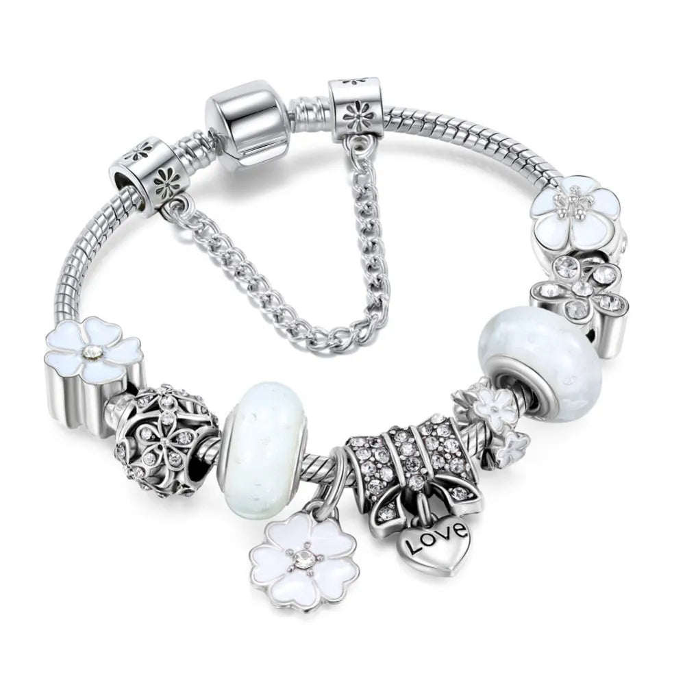 Armband aus 925er Sterlingsilber mit Blumenanhängern | Elegantes Schmuckgeschenk für Damen 6
