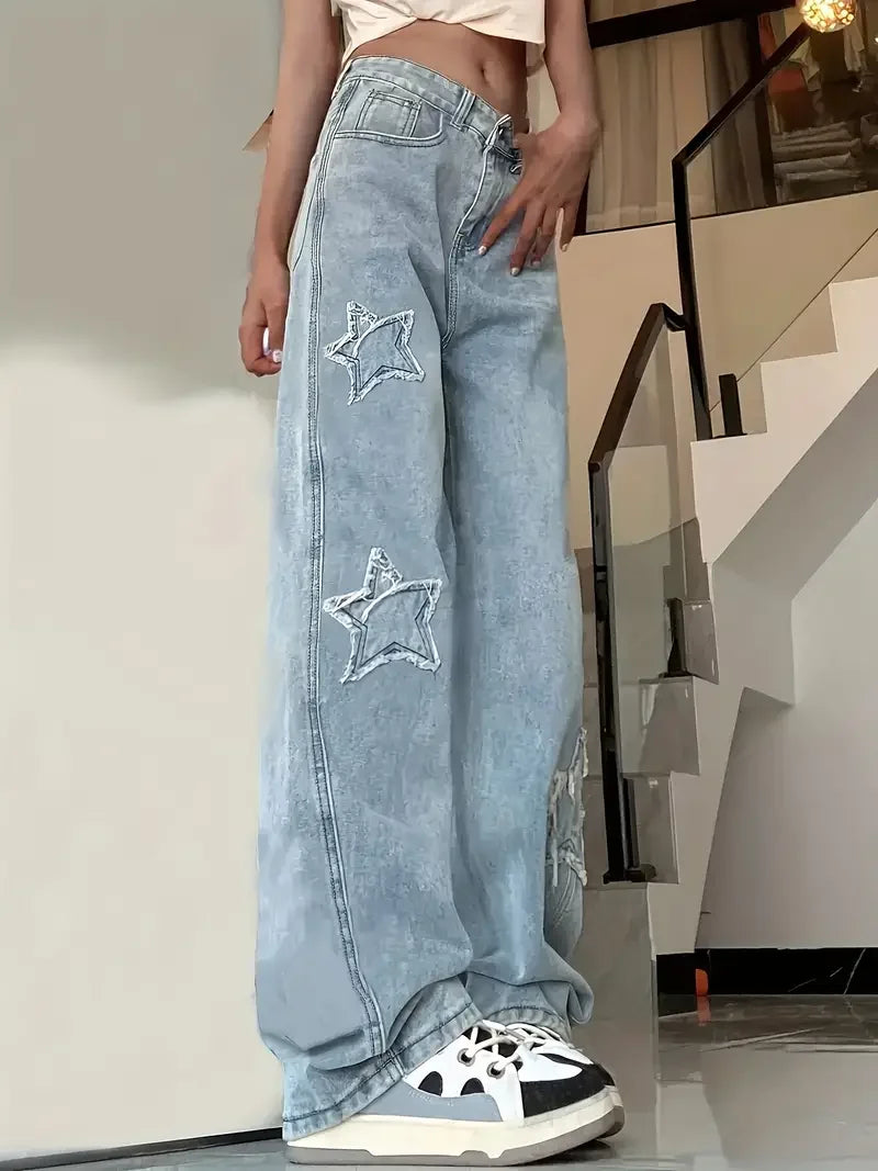 Baggy-Jeans | Damenmode für Freizeit und Alltag mit Sternen-Design