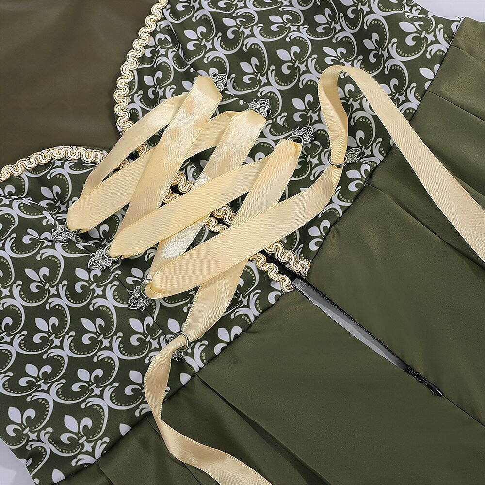 Besticktes Dirndlkleid in Grün – Oktoberfest | Elegantes Trachtenkleid mit Schürze