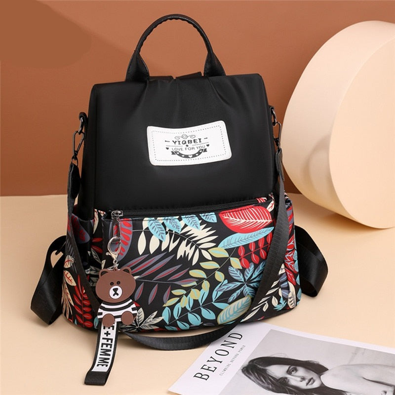 Farbenfroher Rucksack für Damen mit Blumenmuster – stilvoller Studentenrucksack mit verstellbaren Schultergurten und praktischen Taschen