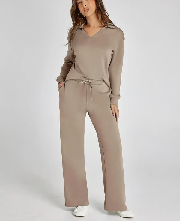 Damen Zweiteiliges Set | Sport Sweatshirt und Weite Hose für Herbst/Winter