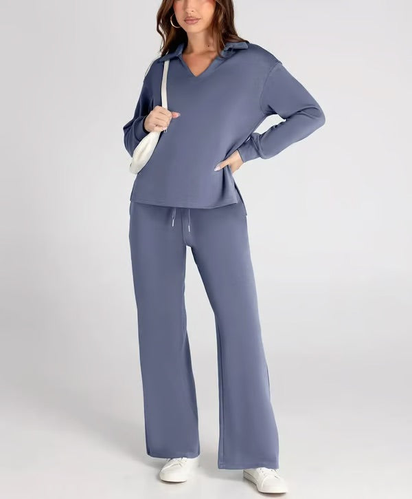 Damen Zweiteiliges Set | Sport Sweatshirt und Weite Hose für Herbst/Winter