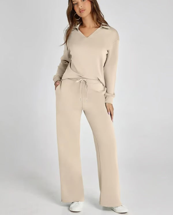 Damen Zweiteiliges Set | Sport Sweatshirt und Weite Hose für Herbst/Winter