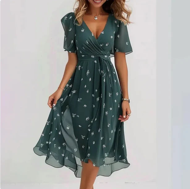 Damenkleid V-Ausschnitt | Festliche Kleider für Hochzeitsgast im Frühling Sommer
