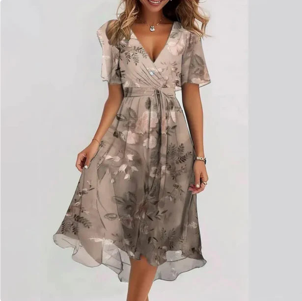Damenkleid V-Ausschnitt | Festliche Kleider für Hochzeitsgast im Frühling Sommer