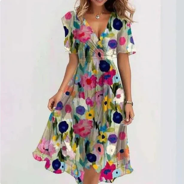 Damenkleid V-Ausschnitt | Festliche Kleider für Hochzeitsgast im Frühling Sommer