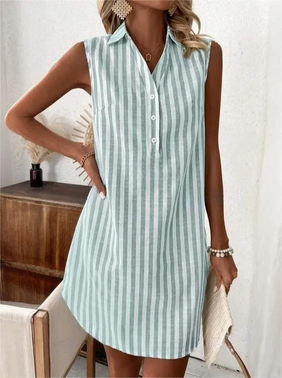 Damenkleid | Ärmeloses Gestreiftes Kleid für Sommerkleider Damen