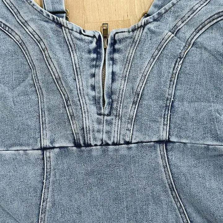 Damenkleid | Denim Kleid Für Sommer | Midikleid Mit Verstellbaren Trägern