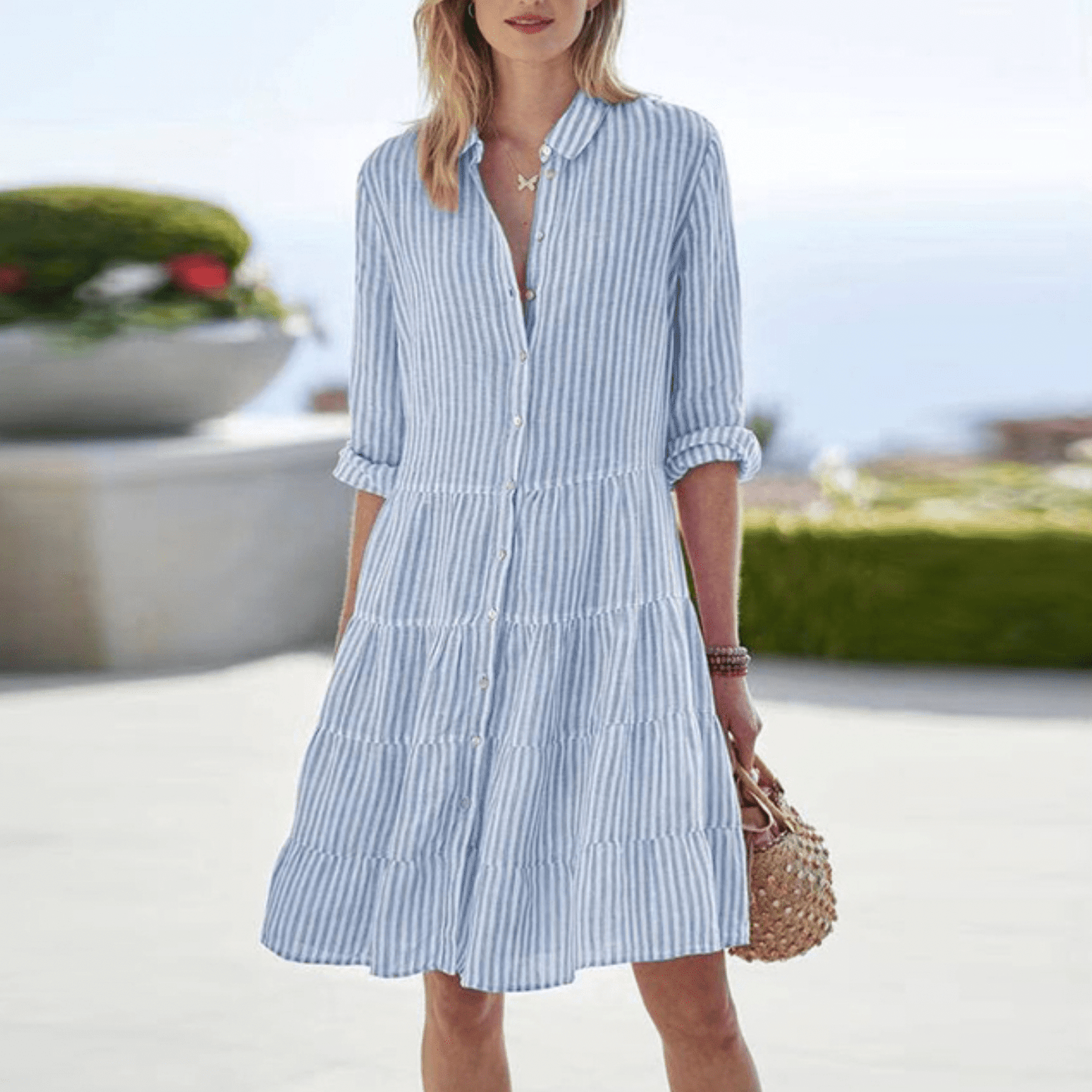Damenkleid | Gestreiftes Kleid für Sommer für Damen