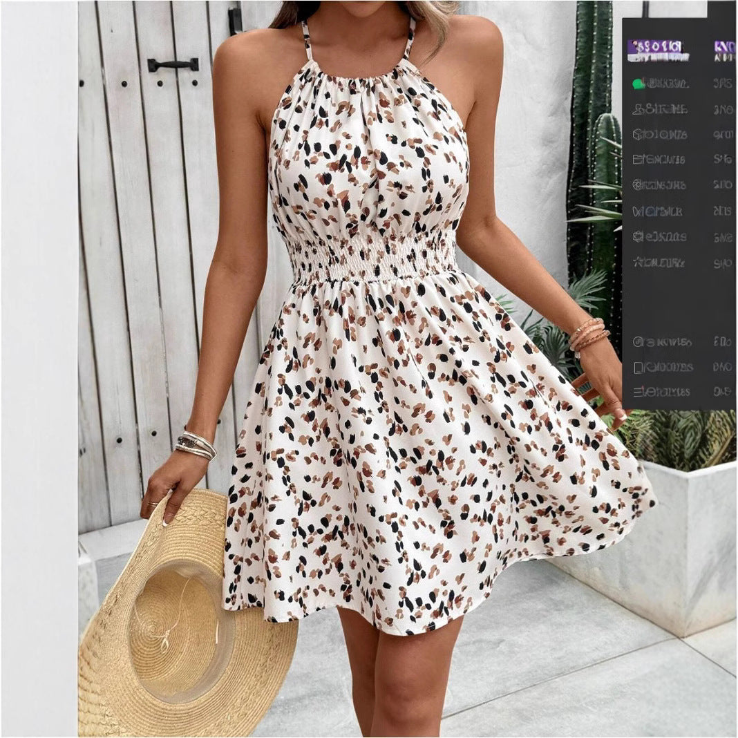 Damenkleid | Kleider Damen Sommer | Ärmeloses Halter-Nacken-Design