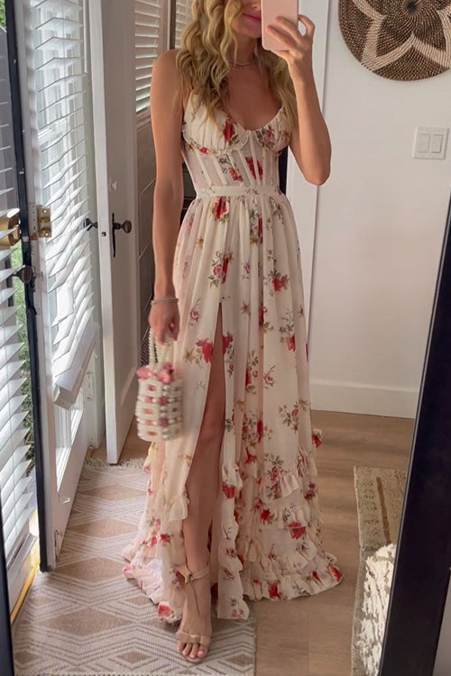 Damenkleid | Lange Blumen Kleider für Festliche Anlässe im Sommer
