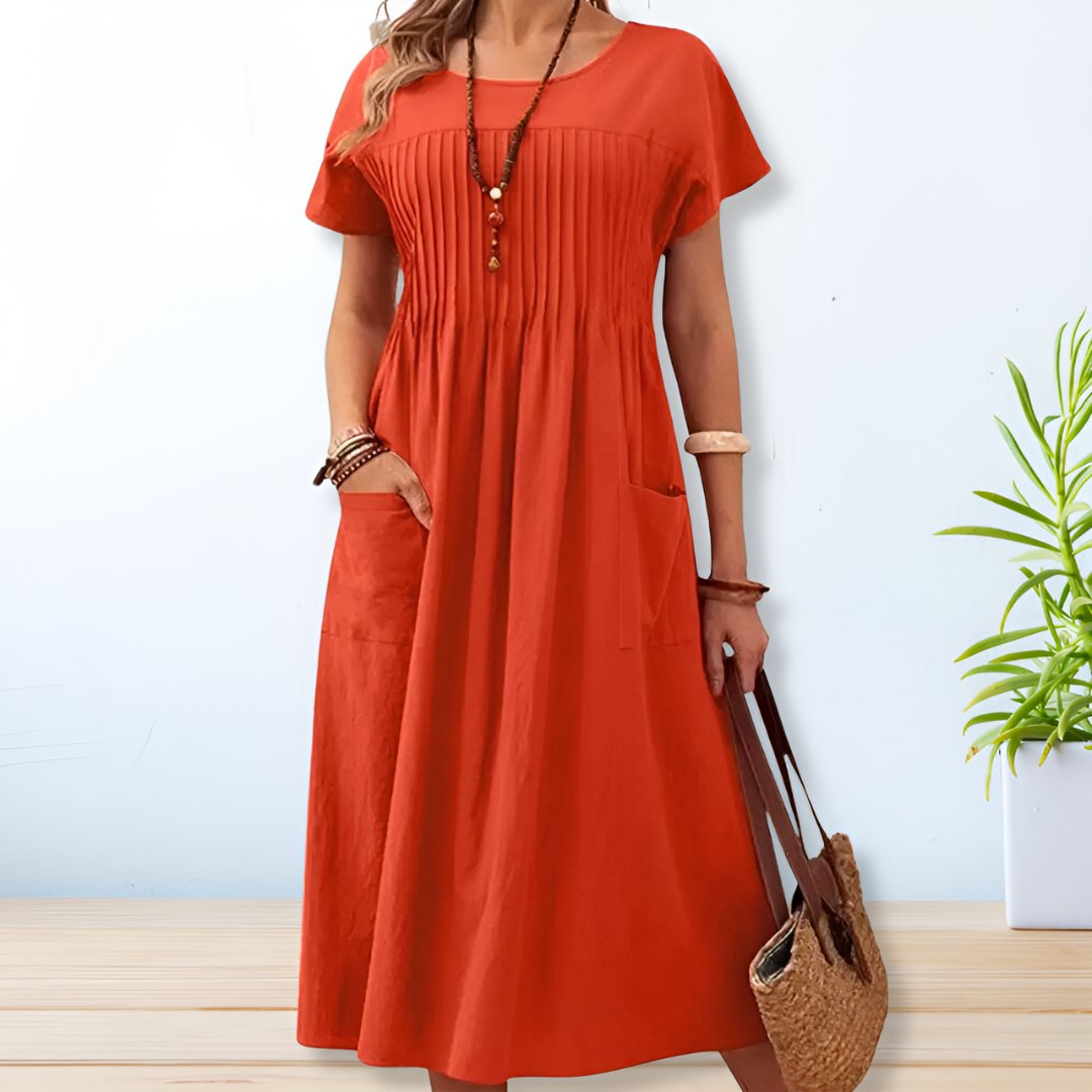 Damenkleid | Leichtes Alltagskleid mit Taschen für Frühling und Sommer