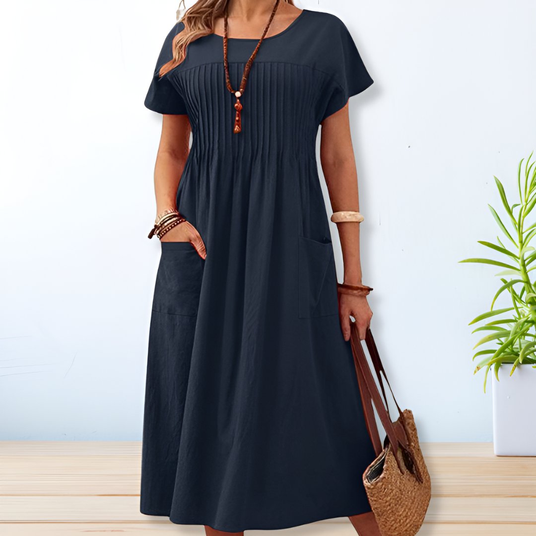 Damenkleid | Leichtes Alltagskleid mit Taschen für Frühling und Sommer