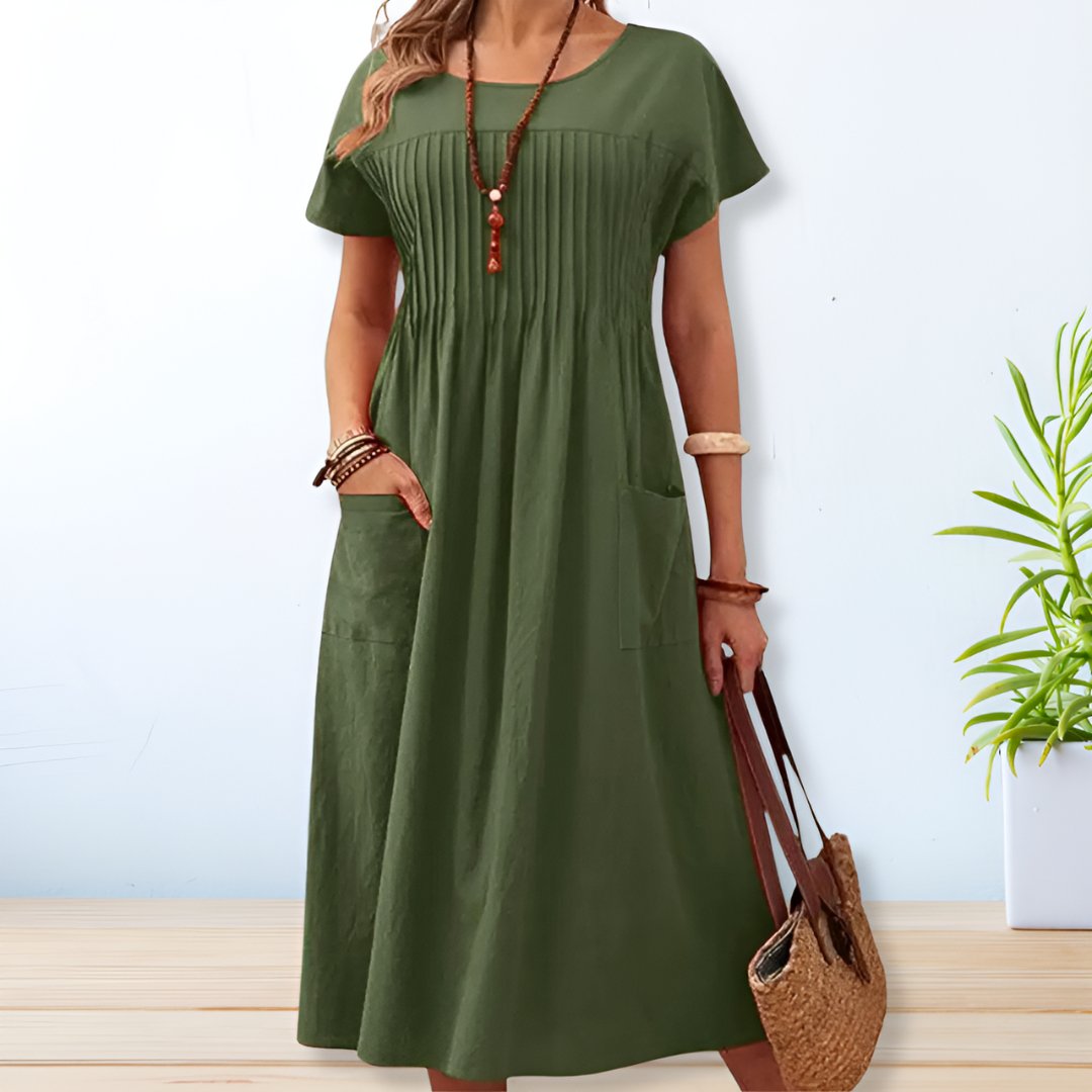 Damenkleid | Leichtes Alltagskleid mit Taschen für Frühling und Sommer
