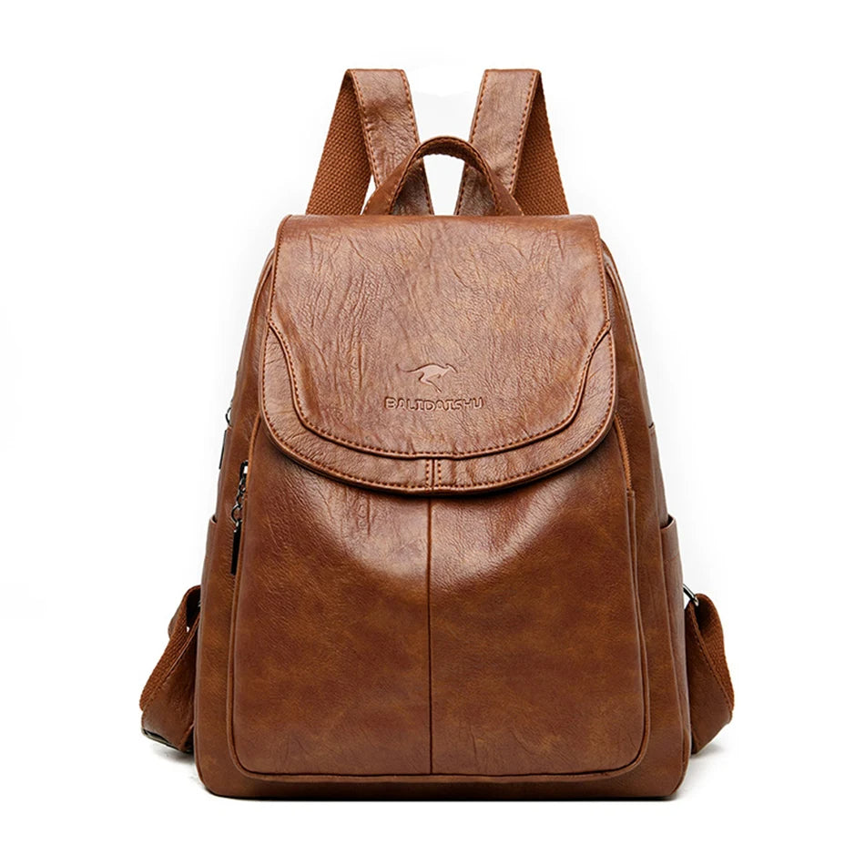 Diebstahlsicherer Lederucksack Damen | Rucksack für Reisen und Alltag