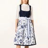 Dirndlkleid mit blauem Blumenmuster – Oktoberfest | Romantische Tracht mit Schürze