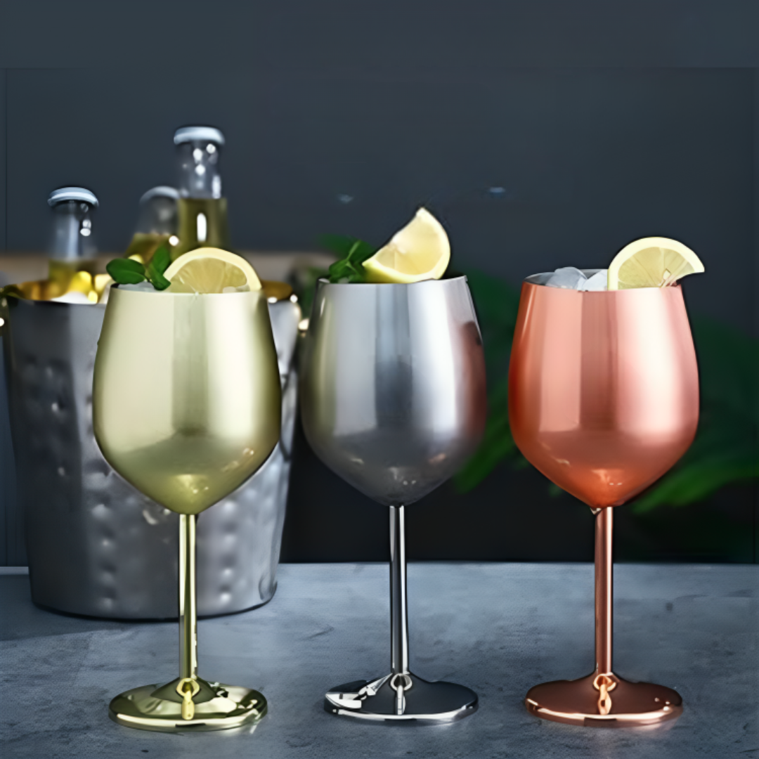 Edelstahl Weinglas 355ml – Unzerbrechliches Doppelwandiges Glas für Innen und Außen, Ideal für Wein und Cocktails