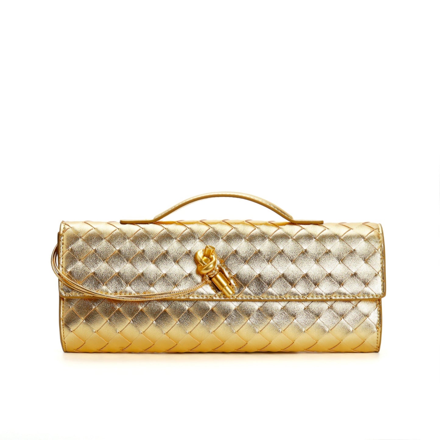 Edle geflochtene Damen Clutch aus Echtmaterial mit verstellbarem Riemen – kompakt und vielseitig für alle Gelegenheiten
