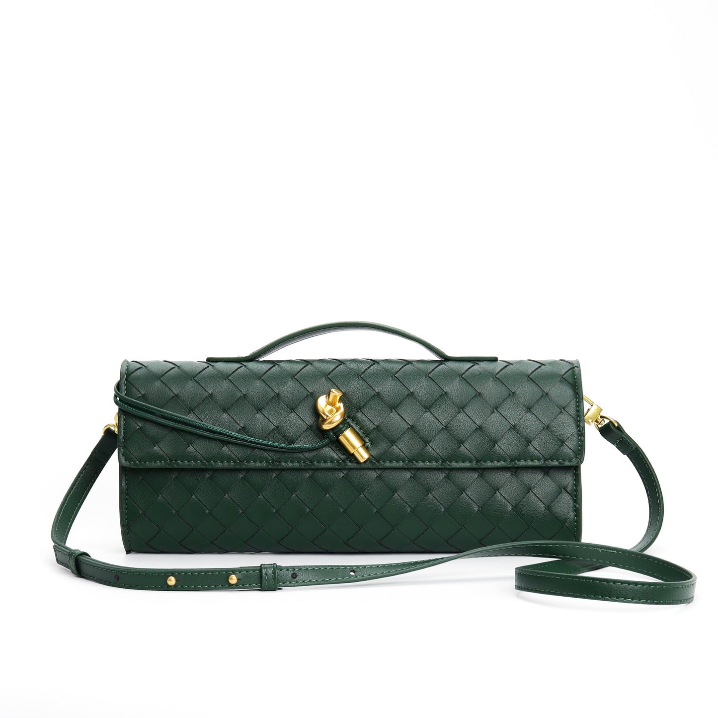 Edle geflochtene Damen Clutch aus Echtmaterial mit verstellbarem Riemen – kompakt und vielseitig für alle Gelegenheiten