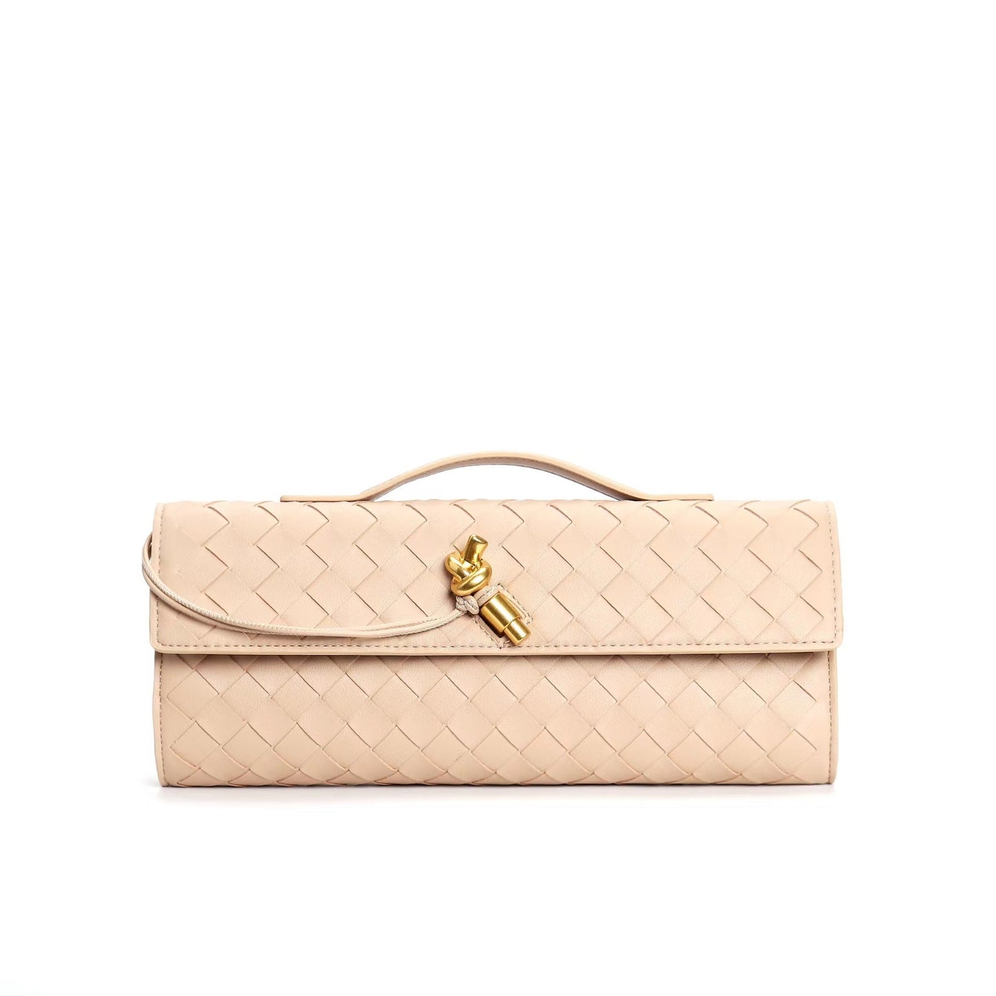 Edle geflochtene Damen Clutch aus Echtmaterial mit verstellbarem Riemen – kompakt und vielseitig für alle Gelegenheiten