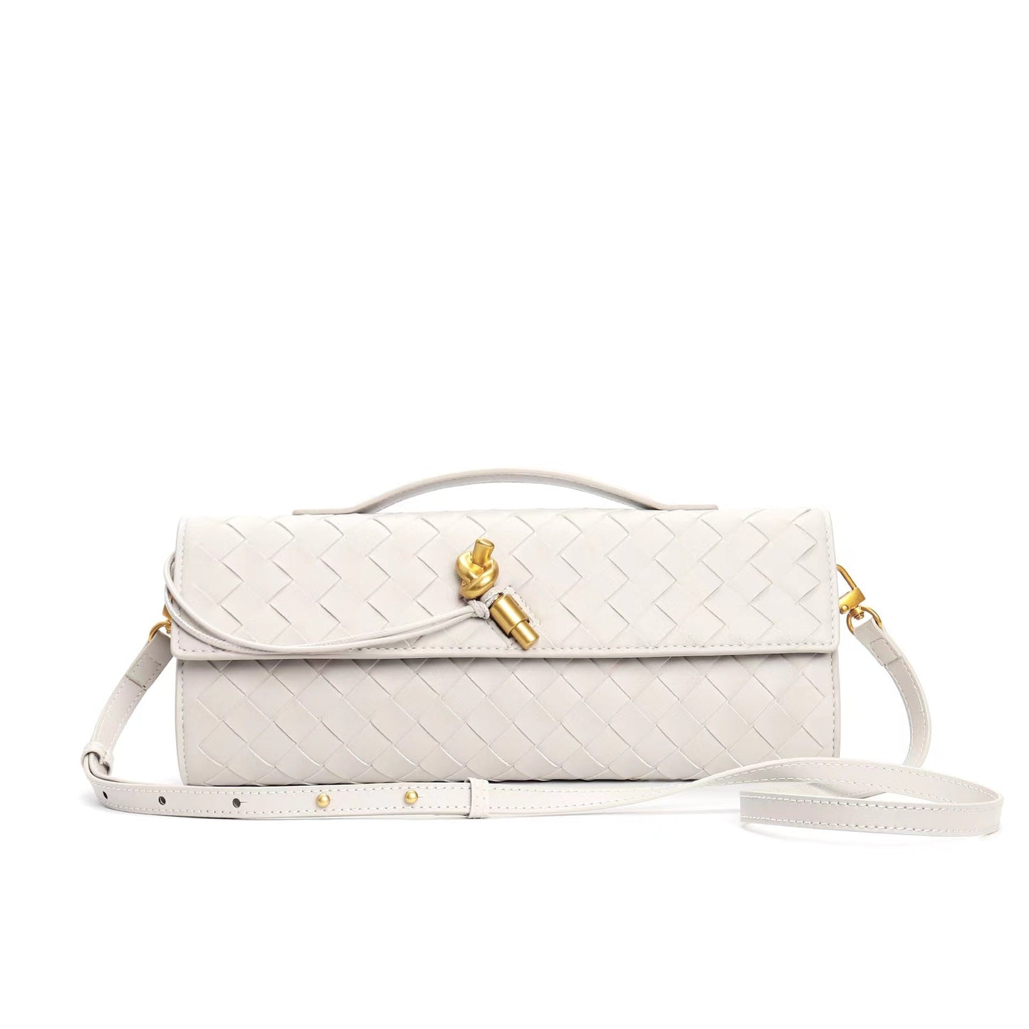 Edle geflochtene Damen Clutch aus Echtmaterial mit verstellbarem Riemen – kompakt und vielseitig für alle Gelegenheiten