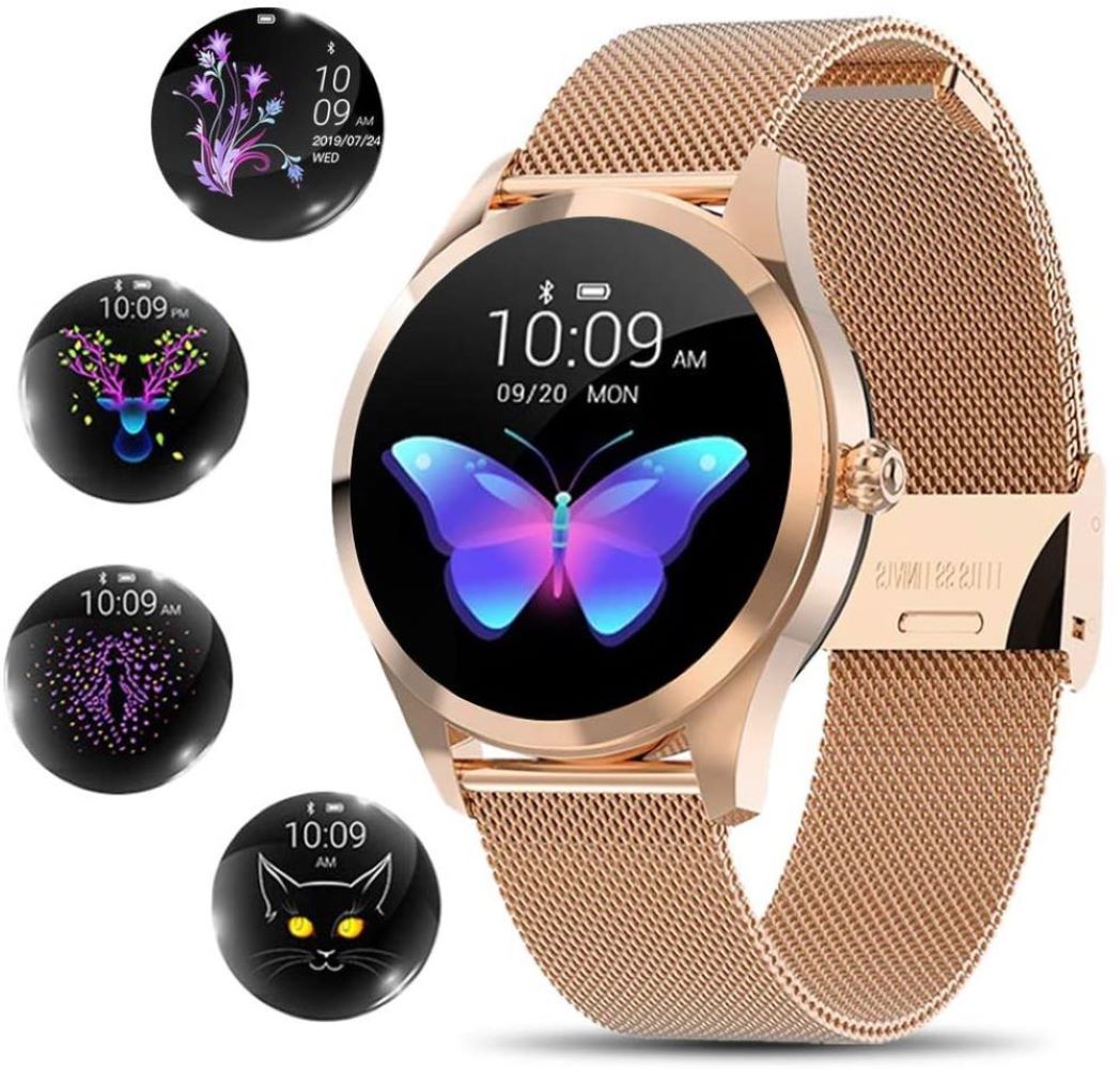 Elegante Smartwatch für Damen aus Edelstahl mit Großem Display, IP68 Wasserdicht und Fitnessfunktionen