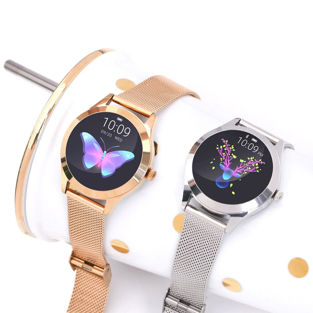 Elegante Smartwatch für Damen aus Edelstahl mit Großem Display, IP68 Wasserdicht und Fitnessfunktionen
