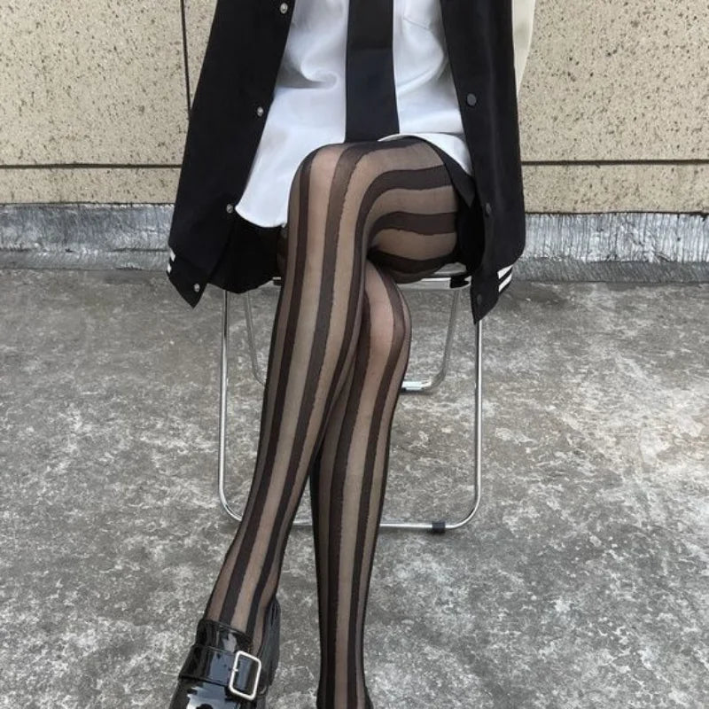Elegante Strumpfhose Damen mit Streifenmuster – Bequeme und Vielseitige Strumpfhosen für Jeden Anlass in Schwarz, Dunkelblau, Grau 0