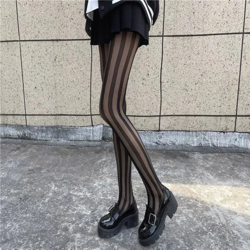 Elegante Strumpfhose Damen mit Streifenmuster – Bequeme und Vielseitige Strumpfhosen für Jeden Anlass in Schwarz, Dunkelblau, Grau 5