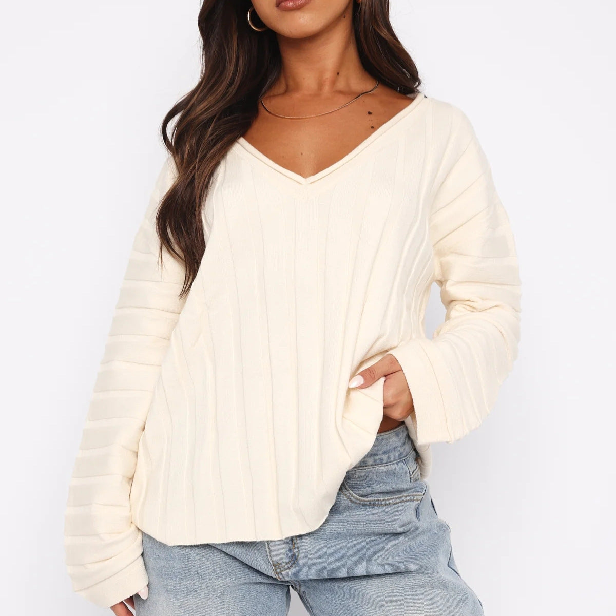 Eleganter Damen V-Ausschnitt Pullover – pflegeleicht und vielseitig, lange Ärmel, verschiedene Farben