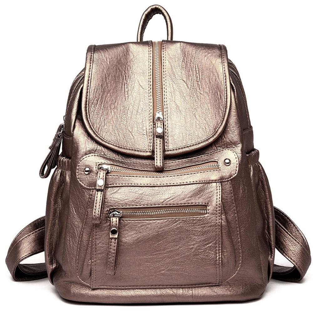 Eleganter Rucksack für Damen – Vintage-Tagesrucksack mit Reißverschluss und geräumigem Hauptfach