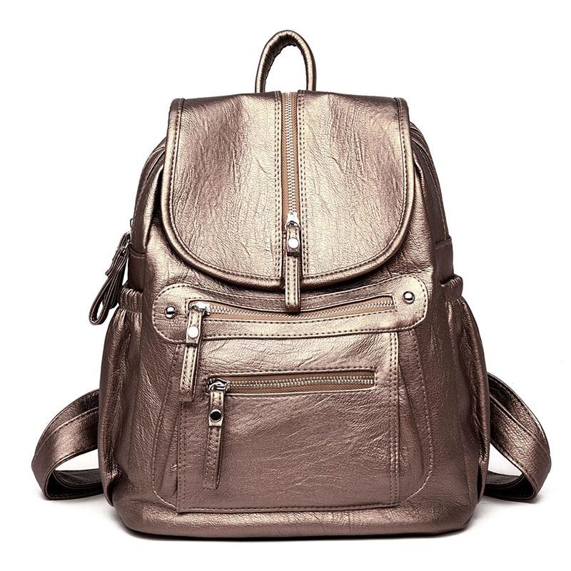 Eleganter Rucksack für Damen – Vintage-Tagesrucksack mit Reißverschluss und geräumigem Hauptfach