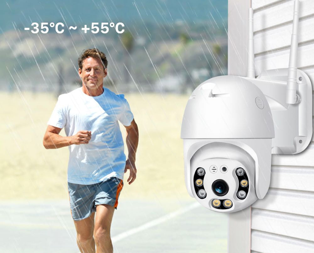 Externe Überwachungskamera Outdoor mit 1080P HD, WLAN, Zwei-Wege-Audio und 360° Steuerung – Live Übertragung auf Handy