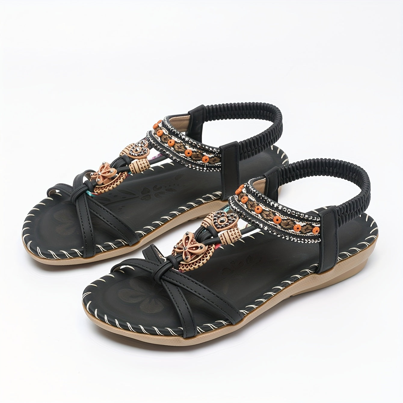 Flache Sandalen mit Strass | Sommer Schuhe für Damen im Boho Stil