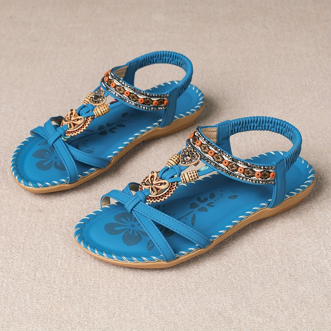 Flache Sandalen mit Strass | Sommer Schuhe für Damen im Boho Stil