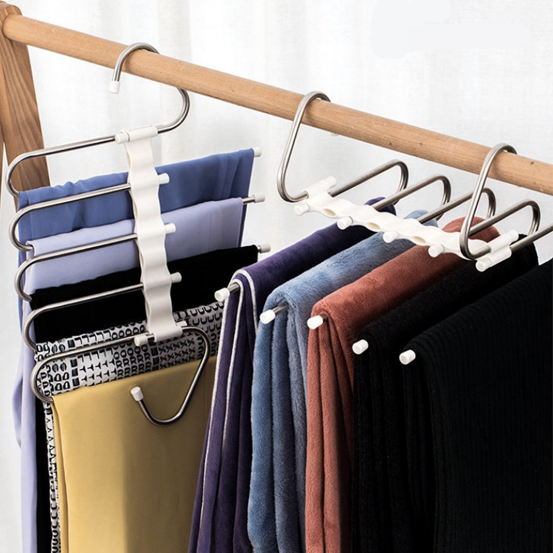 Flexibler Hosenbügel für bis zu 5 Hosen – platzsparendes Design im 2er-Pack