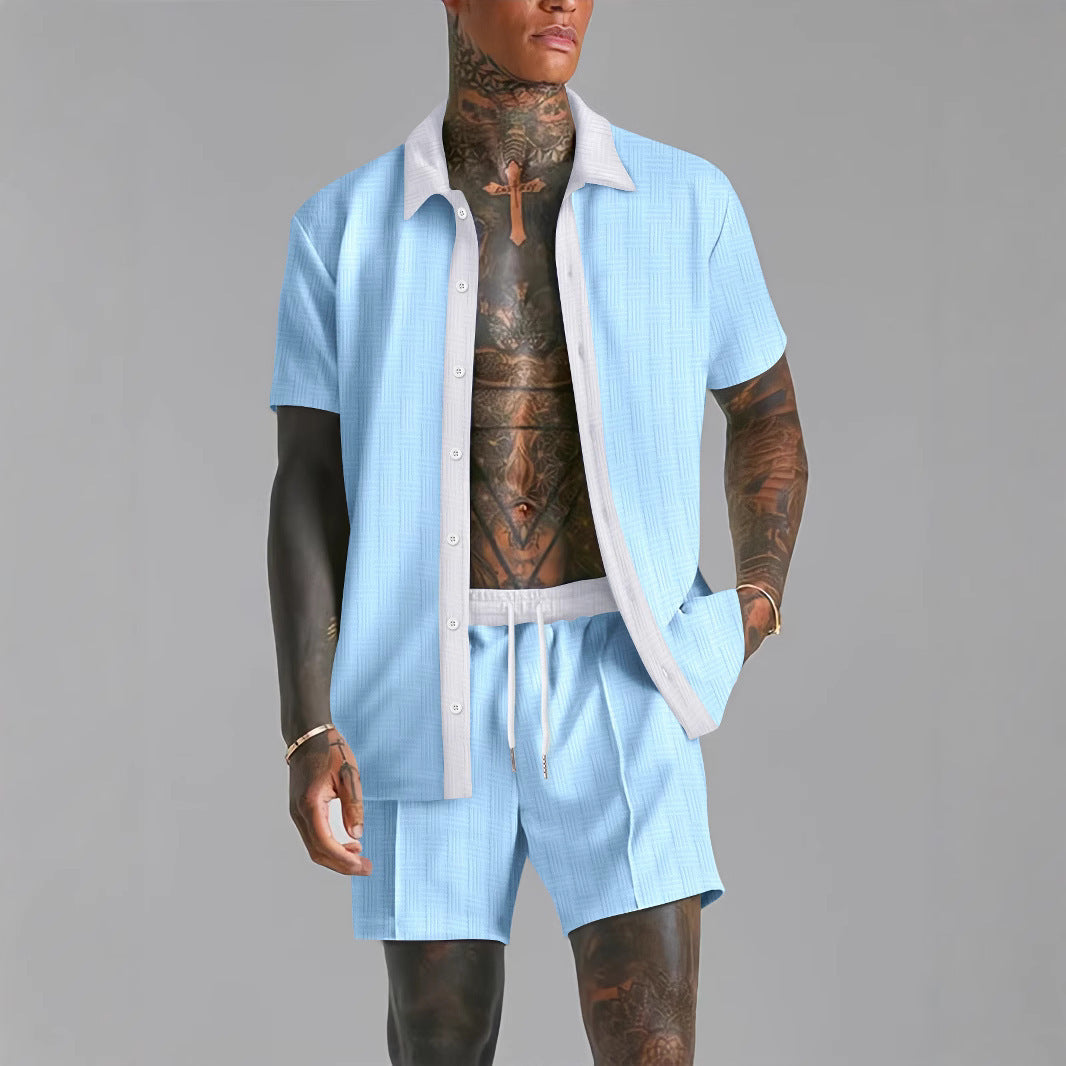 Herren Set aus Shirt und Shorts – Atmungsaktiv, Entspannte Passform, Elastischer Bund, Kurzarmdesign für Sommertage