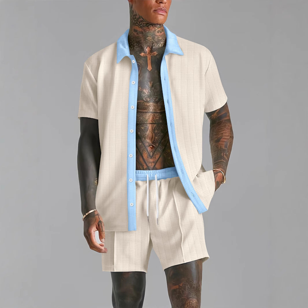 Herren Set aus Shirt und Shorts – Atmungsaktiv, Entspannte Passform, Elastischer Bund, Kurzarmdesign für Sommertage