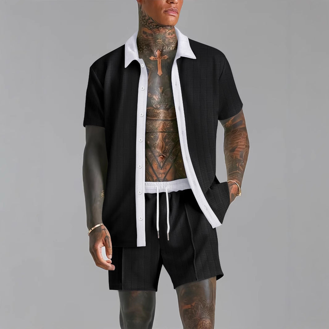 Herren Set aus Shirt und Shorts – Atmungsaktiv, Entspannte Passform, Elastischer Bund, Kurzarmdesign für Sommertage