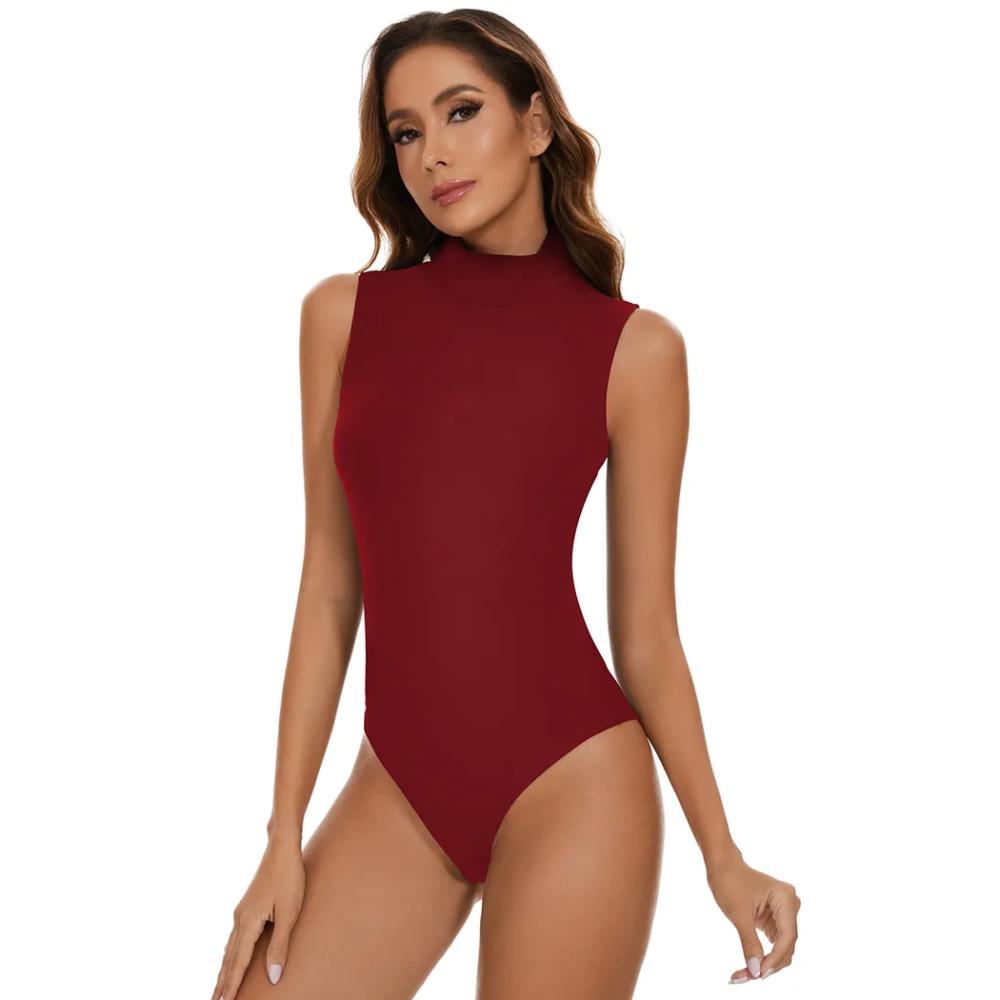 Hochgeschlossenes Ärmelloses Shapewear Bodysuit für Damen – Bequem, Undurchsichtig, Elastisches Material