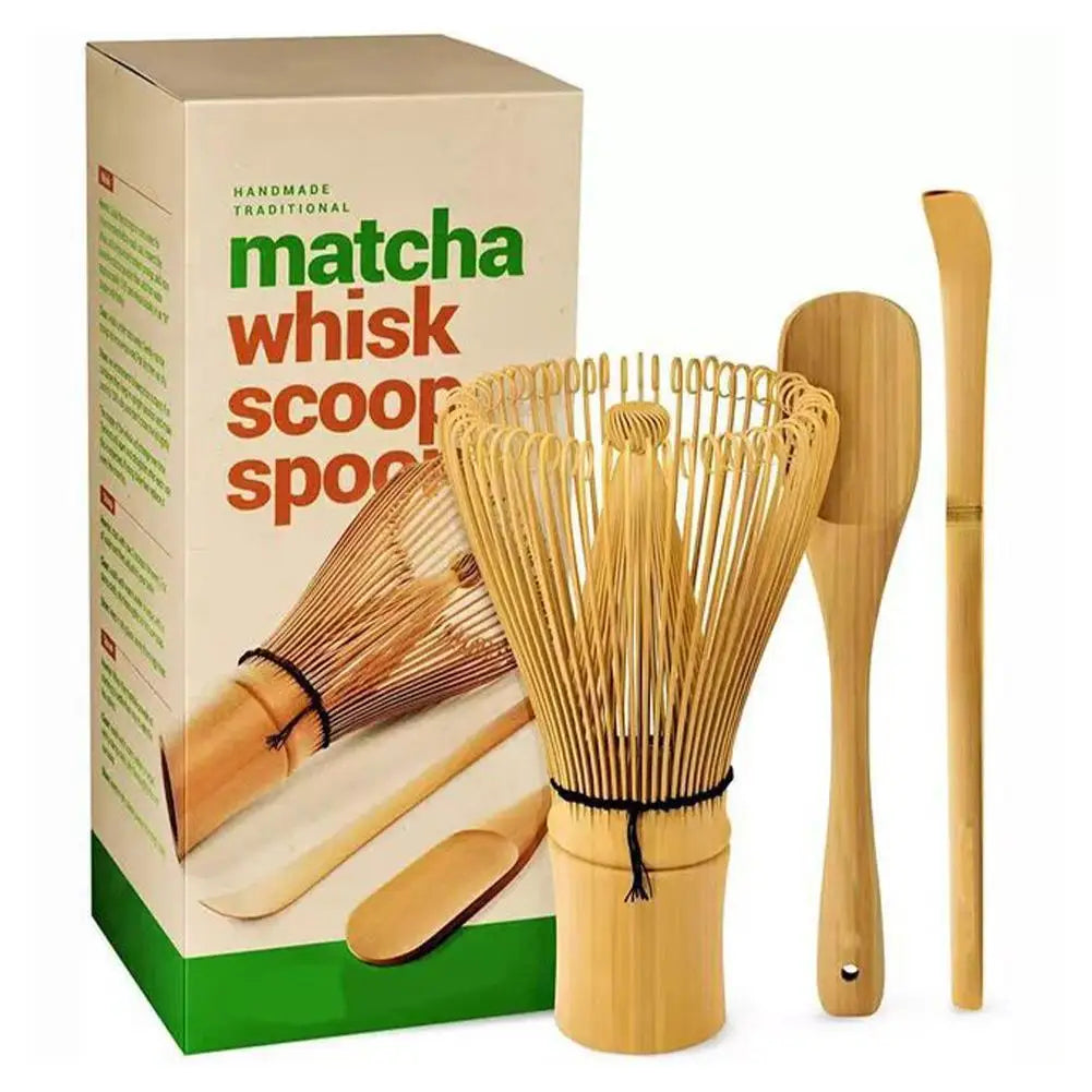 Service à thé matcha en bambou de haute qualité avec bol, fouet et cuillère pour une préparation authentique - idéal pour les débutants et les professionnels